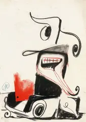 Ohne Titel by Markus Lüpertz, Schwarze Kreide und Rötel auf Papier, sold Dec 2007