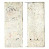 Untitled (White Abstract Diptych) by Bill Fisher, Oil and cold wax on panel, sold Jan 2025