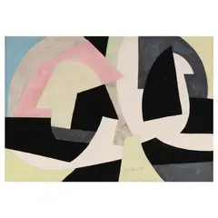 Abstract Composition by Jacques Jourdan, Watercolor and gouache on paper, sold Jan 2025