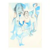 Untitled (Four Figures) by A. B. Jackson, Watercolor and black crayon on paper, sold Jan 2025