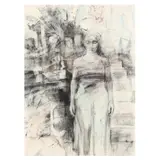 Woman Standing by Michael Knud Ross, Mixed media on paper, sold Jan 2025