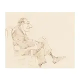 Alan Greenspan Watching President's Speech on Tube in the Roosevelt Room Political Cartoon by Jeff MacNelly, Ink on paper, sold Jan 2025