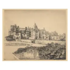 Biltmore House, Near Asheville, North Carolina by Louis Orr, Etching on paper, sold Jan 2025
