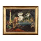 Still Life with Candlestick by Walter Farndon, Oil on artist board, sold Jan 2025