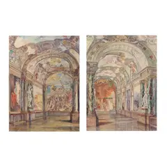 Salle des Illustres, Hotel de Ville, Toulouse (Two Works) by Georges Castex, Each a watercolor on paper, sold Jan 2025