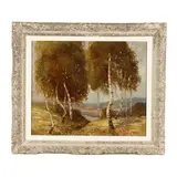 Paysage aux Bouleaux by Pierre Roig, Oil on board, sold Jan 2025