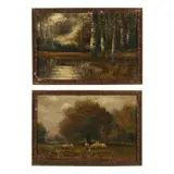 Pair of Pastoral Landscapes by Andrew Millrose, Oil on canvas, sold Jan 2025