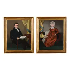 Marriage Portraits of a Lady and Gentleman by R... Gibbs, Oil on canvas (lined), sold Jan 2025