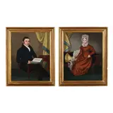 Marriage Portraits of a Lady and Gentleman by R... Gibbs, Oil on canvas (lined), sold Jan 2025