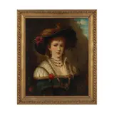 Portrait of a Woman with a Feather Hat by J. Vaillant, Oil on canvas (lined), sold Jan 2025