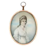Portrait Miniature of a Lady by Alexander Gallaway, Watercolor on ivory, sold Jan 2025