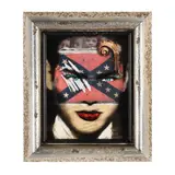His Secret by Louis St. Lewis, Mixed media with eglomise reverse painting on glass, sold Jan 2025