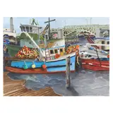 Harbor Scene by Joey Kirkpatrick, Watercolor and gouache on paper, sold Jan 2025
