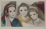 Drei geschmückte Mädchen by Marie Laurencin, 1940, etching, sold Dec 2019