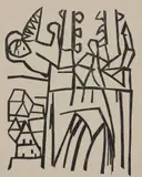 Holzschnitt und Autograph by HAP Grieshaber, 1936, woodcut, sold Dec 2019