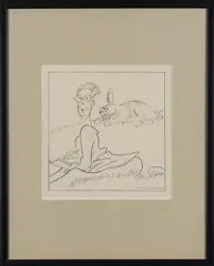 Ohne Titel (Osterhase und Maler) by Olaf Gulbransson, 1953, pencil, sold Dec 2019