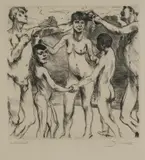 Tanzende am Strande by Lovis Corinth, 1917, drypoint, sold Sep 2019