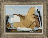 Baigneuse dans un paysage' (auch 'Nu allongé') by Jean Souverbie, 1925, oil on canvas, sold Jun 2019