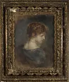 Dreiviertelporträt einer jungen Dame im Profil (vermutlich höfisch), vor 1900 by Franz von Lenbach, oil, sold May 2018