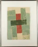 Ohne Titel (Kreuz in Rot und Grün) by Hermann Glöckner, 1968, tempera, sold Dec 2017