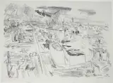 Berlin, Blick über die Mauer by Oskar Kokoschka, 1966, chalk, sold May 2017