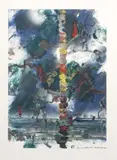 Fischwald by Christian Ludwig Attersee, 1993, oil, sold May 2017