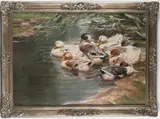 Sechs Enten am Teichufer', vor 1945 by Arthur Nisio, oil on canvas, sold Dec 2016