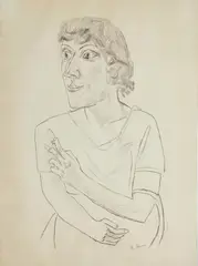 Sarika mit Zigarette by Max Beckmann, 1922, chalk, sold Dec 2016