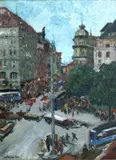 Der Stachus in München by Wilhelm Reue, 1926, oil, sold Dec 2016
