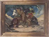 Löwengruppe by Otto Dill, 1918, oil on board, sold Jun 2016