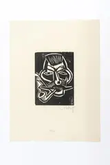 Kopf mit Pfeife by Karl Schmidt-Rottluff, 1918, woodcut, sold Dec 2015