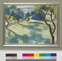 Blick vom Mansardenzimmer im Lorenzhof in den Garten by Heinrich Stegemann, 1926, oil on board, sold Dec 2015