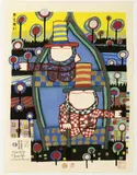Recht auf Träume by Friedensreich Hundertwasser, 1987, color woodcut, sold Dec 2015