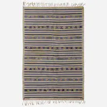 Blåbär flatweave carpet by Barbro Nilsson, 1946, hand-woven wool, sold Nov 2022