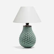Budding table lamp by Axel Salto, c. 1940, glazed stoneware, brass, sold Nov 2022