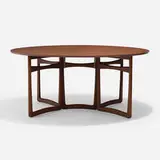 Drop-leaf dining table, model 20/59 by Peter Hvidt & Orla Mølgaard-Nielsen, c. 1956, teak, brass, sold Nov 2022