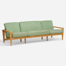 Bodö sofa by Svante Skogh, c. 1955, oak, upholstery, leather, sold Nov 2022