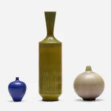 Collection of three vases by Berndt Friberg, 1945-1964, glazed stoneware, sold Nov 2022