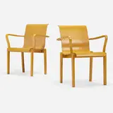 Early and Rare armchairs, pair by Alvar Aalto, c. 1930, burl-maple plywood, maple, sold Nov 2022