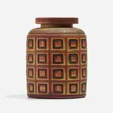 Important Farsta lidded vessel by Wilhelm Kåge, 1962, glazed stoneware, sold Nov 2022