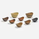 Aro bowls, set of eight by Gunnar Nylund, c. 1955, glazed stoneware, sold Nov 2022