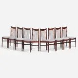 Dining chairs, set of eight by Arne Vodder, c. 1965, rosewood, upholstery, sold Nov 2022