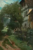 Vor dem Bauernhaus by Wilhelm Woernle, 1877, oil on canvas, offered Jun 2025