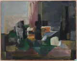 Komposition mit Gläsern und Flaschen by Guido Chiti, 1956, oil on canvas, offered Jun 2025