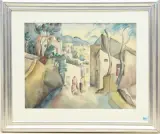 Gasse in Positano by Oskar Gawell, watercolor, offered Jun 2025