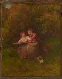 Galante Szene im Garten by Camillo Innocenti, oil on panel, offered Jun 2025
