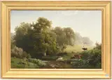 Morgenlandschaft in Thüringen by Alidius Tjarda van Starkenborgh, oil on canvas, offered Jun 2025
