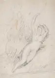 zugeschrieben Weiblicher Akt mit erhobenen Armen (Andromeda?) by Johann Heinrich Füssli, charcoal, sold Jun 2025