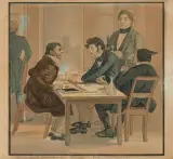 Die Dominospieler by Hieronymus Hess, watercolor, sold Jun 2025