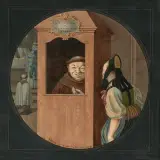 Bobbi Keller als Beichtvater by Hieronymus Hess, 1839, watercolor, sold Jun 2025